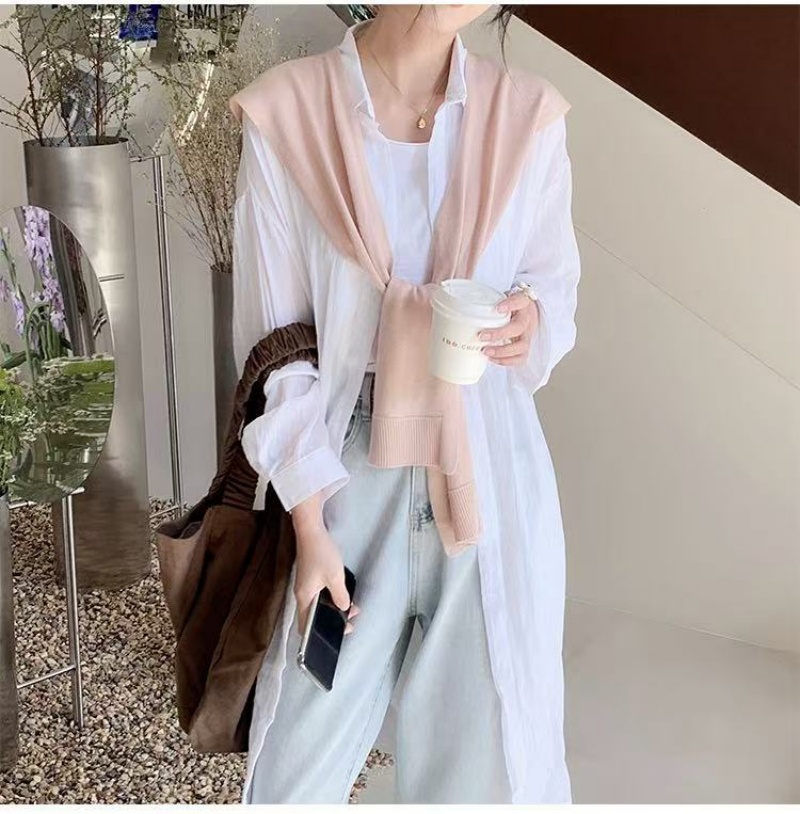 Korean Lifestyle Aesthetic - Sciarpa Coreana in Maglia, Colletto Finto