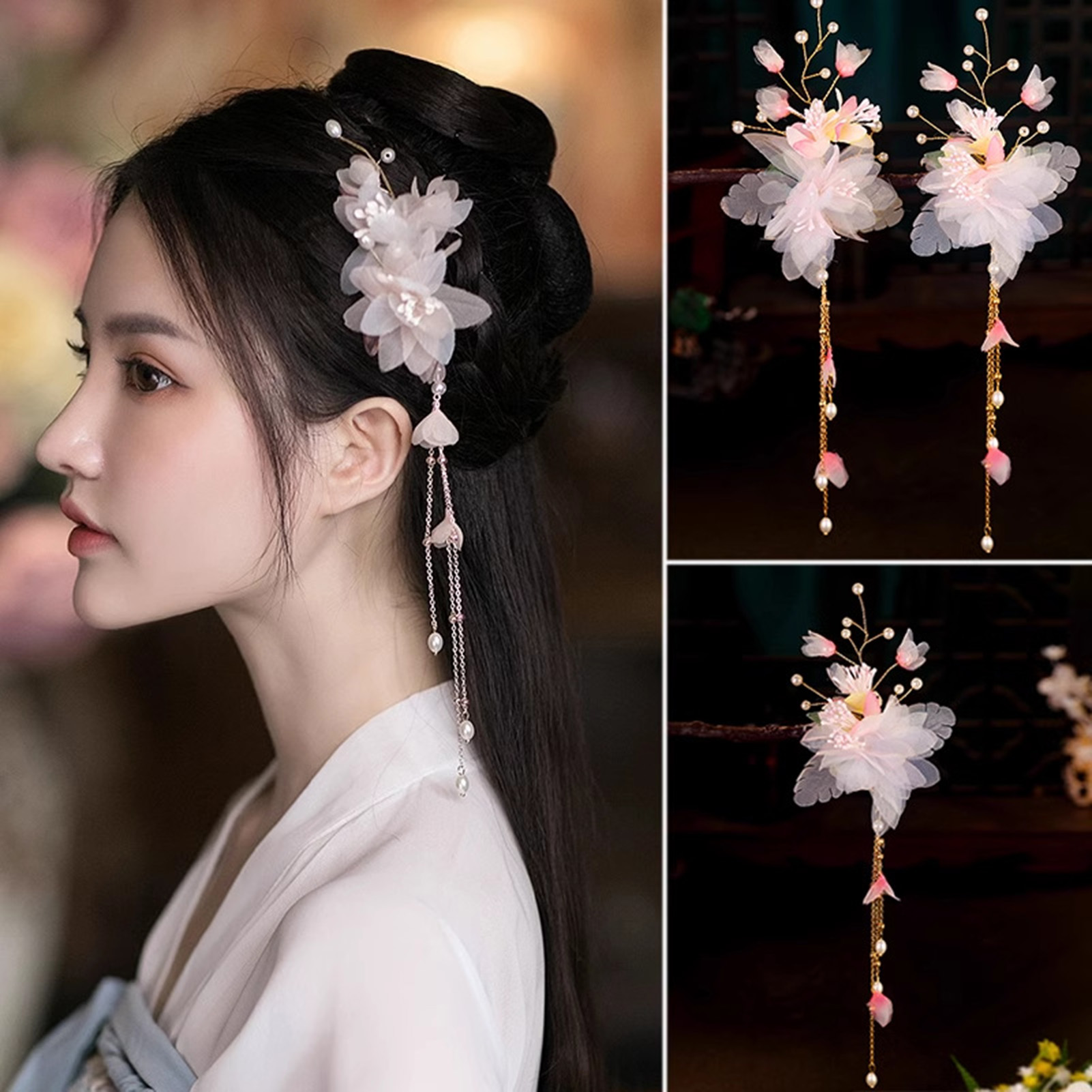 2 pezzi forcina fiore rosa fer - Hanbok Hair Pin recensione e prezzo